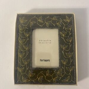 Pier 1 Imports Desktop Frame Green Beaded Embroidered Fabric 3.5x5 photo